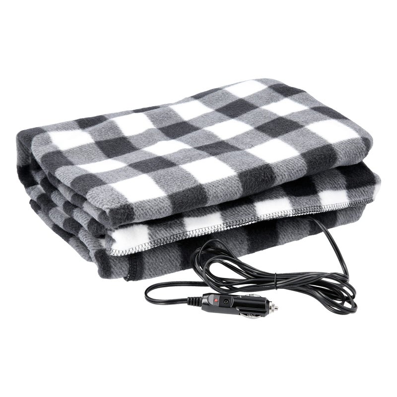 Stalwart Heated Blanket - 12-Volt Electric Blanket for Car, Truck, SUV, or RV - Portable Winter Car Accessories for Camping or Travel by Stalwart (Black Plaid) - Image 1